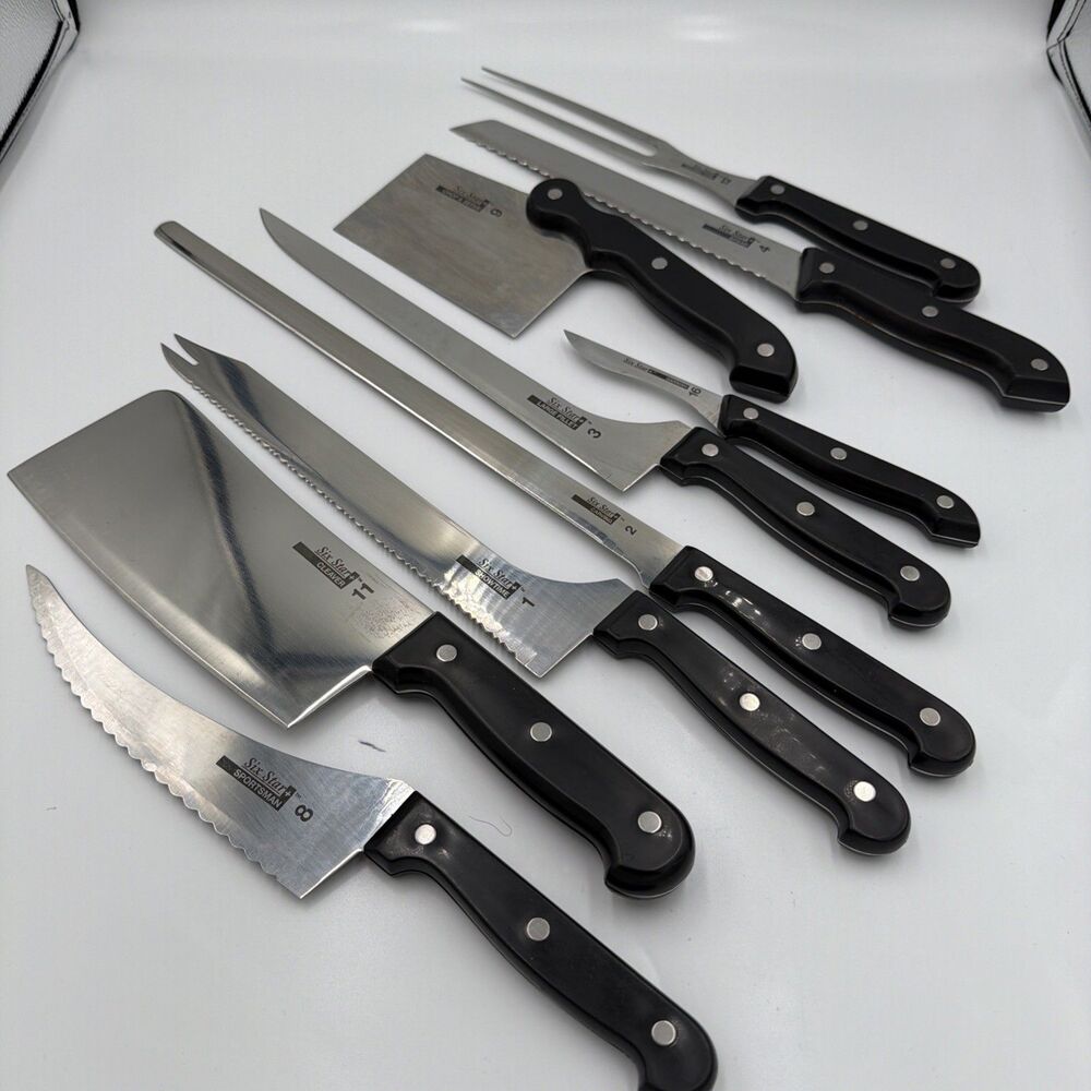 RONCO Six Star Professional Stainless Knives- Lot of 9, New Without Box. Unused.